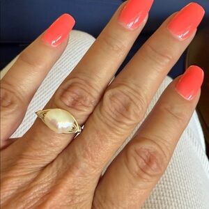 Handmade Pearl Ring Wire Wrapped Dainty Boho Stackable Size 7–7.5